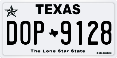 TX license plate DOP9128