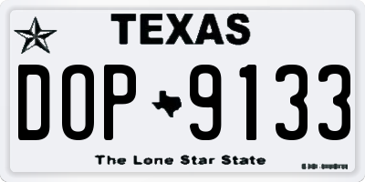 TX license plate DOP9133