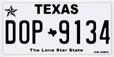 TX license plate DOP9134