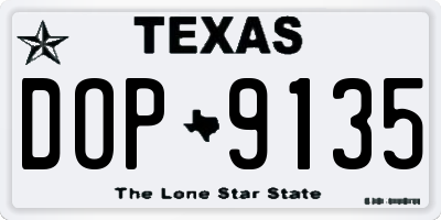 TX license plate DOP9135