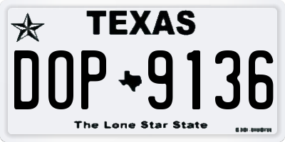 TX license plate DOP9136