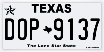 TX license plate DOP9137