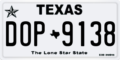 TX license plate DOP9138