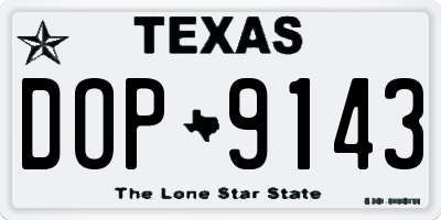 TX license plate DOP9143