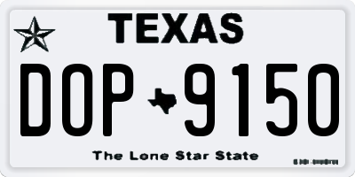 TX license plate DOP9150