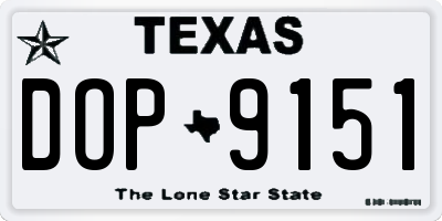TX license plate DOP9151