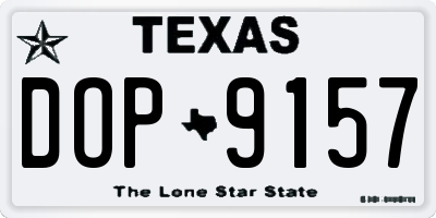 TX license plate DOP9157