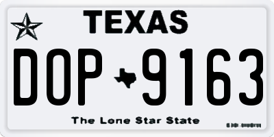TX license plate DOP9163