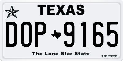 TX license plate DOP9165
