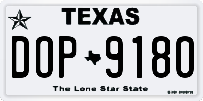 TX license plate DOP9180