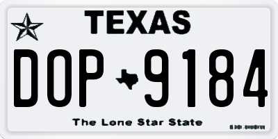 TX license plate DOP9184