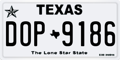 TX license plate DOP9186