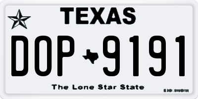 TX license plate DOP9191