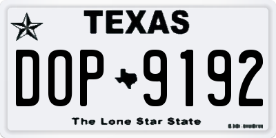 TX license plate DOP9192