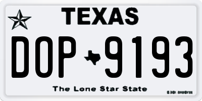 TX license plate DOP9193