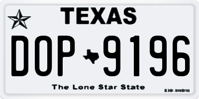 TX license plate DOP9196