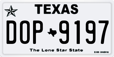 TX license plate DOP9197