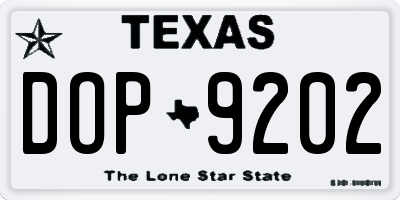 TX license plate DOP9202