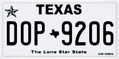 TX license plate DOP9206