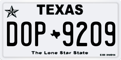 TX license plate DOP9209