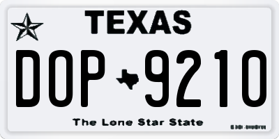 TX license plate DOP9210