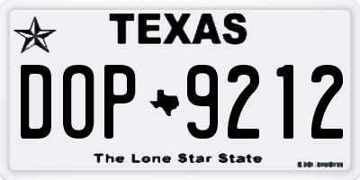 TX license plate DOP9212