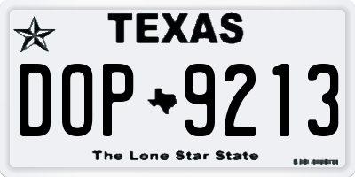 TX license plate DOP9213