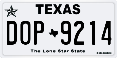 TX license plate DOP9214