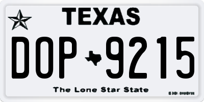 TX license plate DOP9215