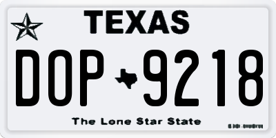 TX license plate DOP9218