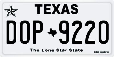 TX license plate DOP9220