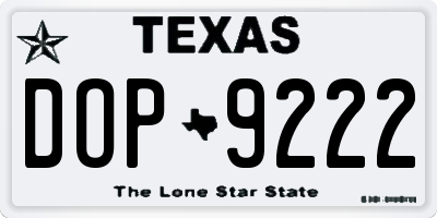 TX license plate DOP9222