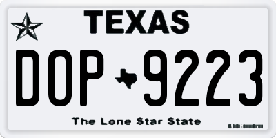 TX license plate DOP9223