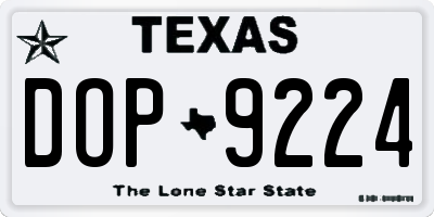 TX license plate DOP9224