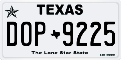 TX license plate DOP9225