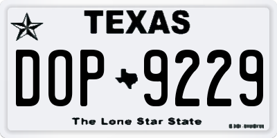 TX license plate DOP9229