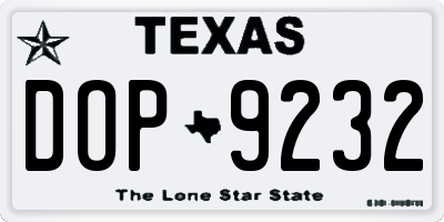 TX license plate DOP9232