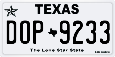 TX license plate DOP9233