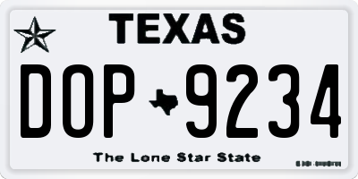 TX license plate DOP9234