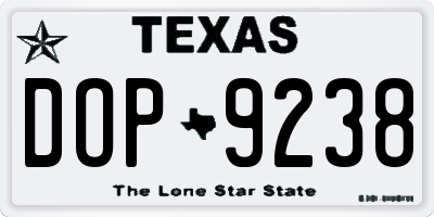 TX license plate DOP9238