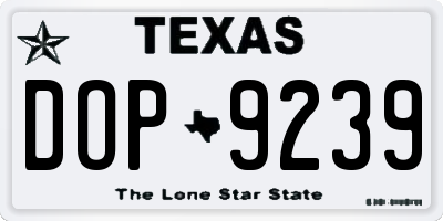 TX license plate DOP9239