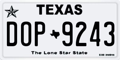 TX license plate DOP9243