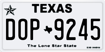 TX license plate DOP9245