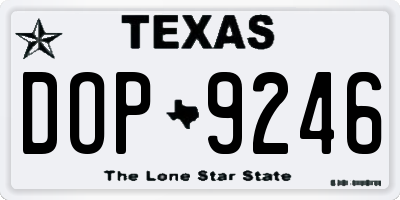 TX license plate DOP9246