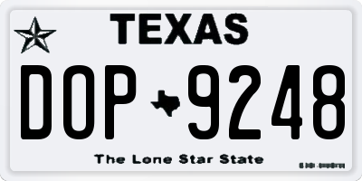 TX license plate DOP9248