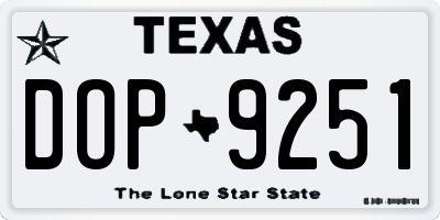 TX license plate DOP9251