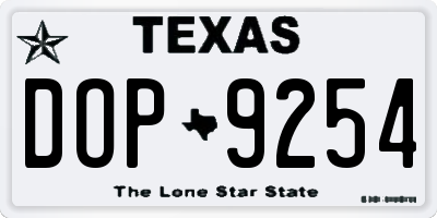 TX license plate DOP9254