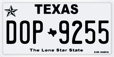 TX license plate DOP9255