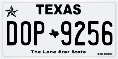 TX license plate DOP9256