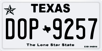 TX license plate DOP9257